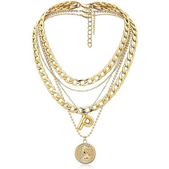 Layered Necklaces for Women Trendy Balloon Initial Pendant - Picture 2 of 6